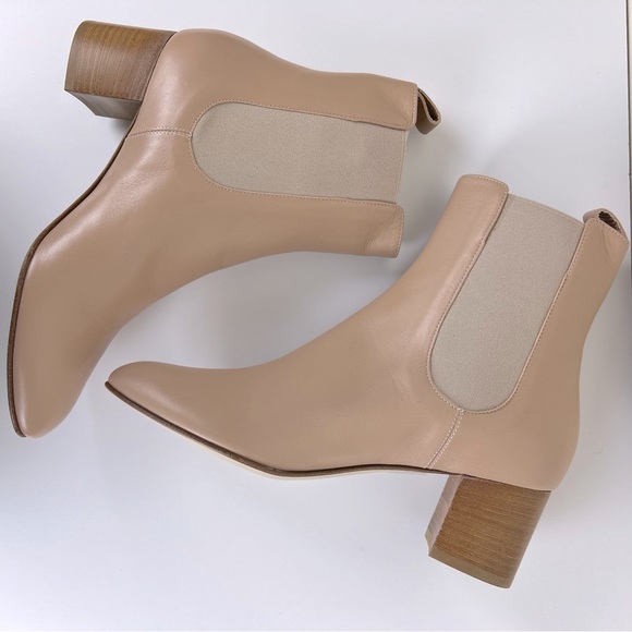 Kahmune | Neutral Leather Mila Chelsea Ankle Bootie Khaki | 38 - Picture 6 of 13